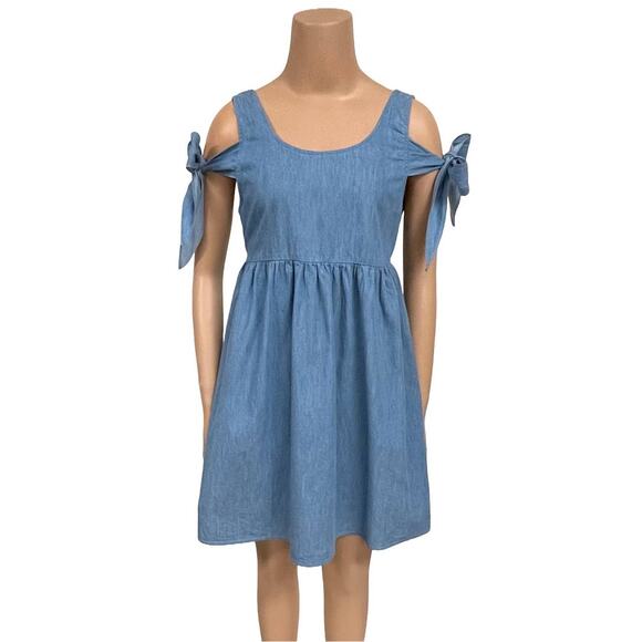 Umgee Chambray Babydoll Dress Sz S Sleeveless Blue Lightweight Smock Tunic - Picture 1 of 9